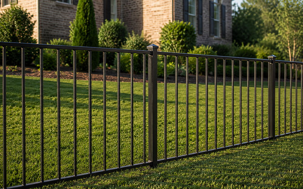 Black aluminum fence built in North Atlanta